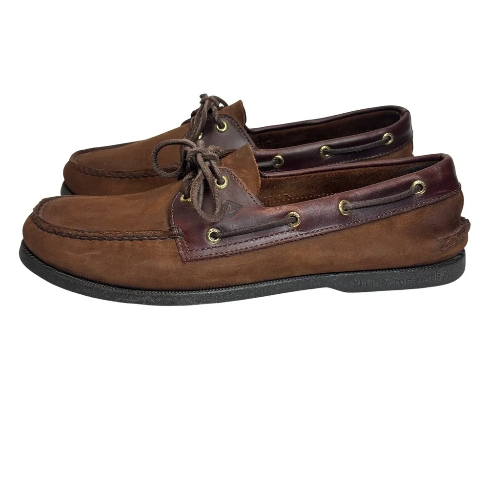 Sperry Top-Sider Boat Shoes Mens 13M Brown Leather Authentic Original Preppy